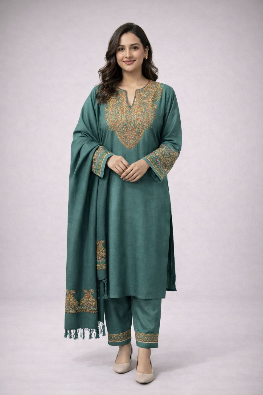 3PC Sozni Work Pheran Set