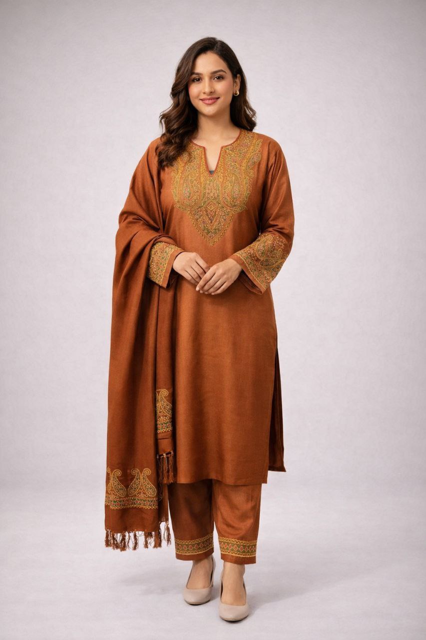 3PC Sozni Work Pheran Set